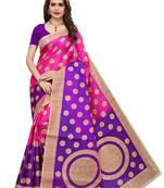 Pink printed khadi saree with blouse