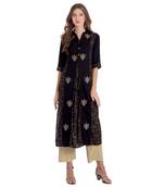 Black embroidered rayon kurti