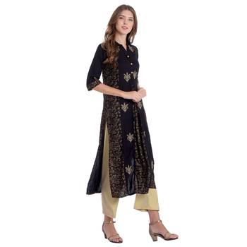 Black embroidered rayon kurti 2