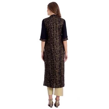 Black embroidered rayon kurti 4