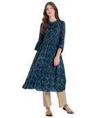 Blue printed viscose kurti