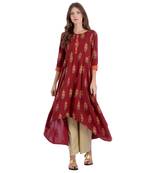 Red printed rayon kurti