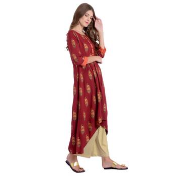 Red printed rayon kurti 2