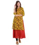 Yellow printed rayon kurti