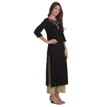 Black embroidered rayon kurti 2