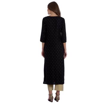 Black embroidered rayon kurti 4