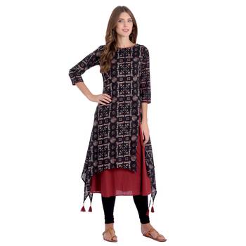 Black printed cotton kurti 1