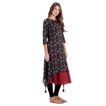 Black printed cotton kurti 2