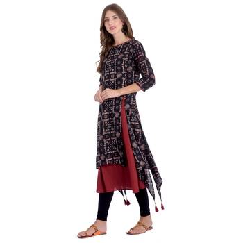 Black printed cotton kurti 3