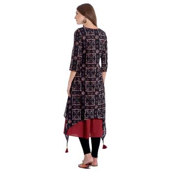 Black printed cotton kurti 4