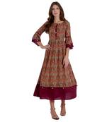 Maroon printed rayon kurti