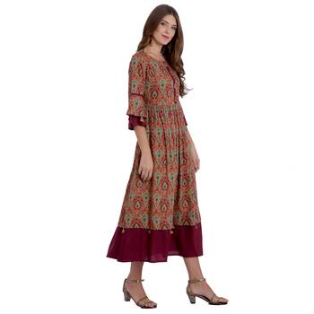 Maroon printed rayon kurti 2