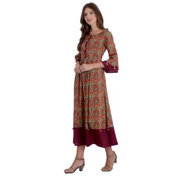 Maroon printed rayon kurti 3