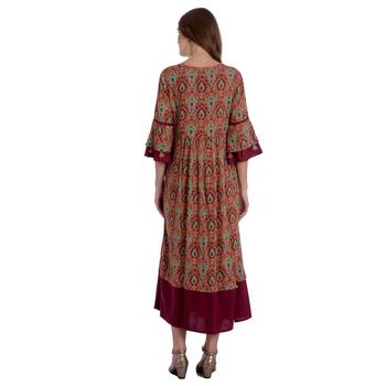 Maroon printed rayon kurti 4