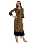 Blue printed rayon kurti