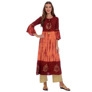 Maroon printed rayon kurti 1