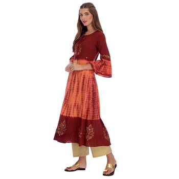 Maroon printed rayon kurti 3