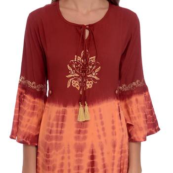 Maroon printed rayon kurti 5