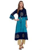 Navy blue printed rayon kurti