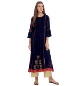 Navy blue printed rayon kurti