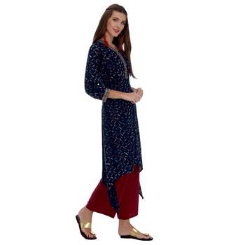 Blue embroidered rayon kurti 2