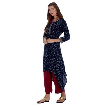 Blue embroidered rayon kurti 3