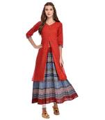 Red printed cotton kurti