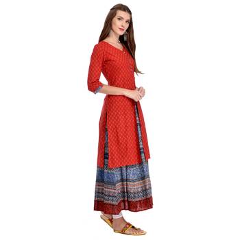 Red printed cotton kurti 2