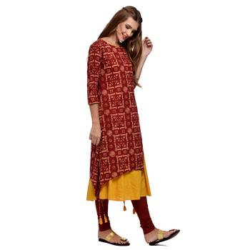 Maroon printed cotton kurti 2