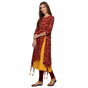 Maroon printed cotton kurti 3