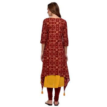 Maroon printed cotton kurti 4