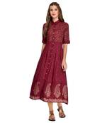 Maroon printed rayon kurti