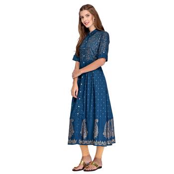 Blue printed rayon kurti 3
