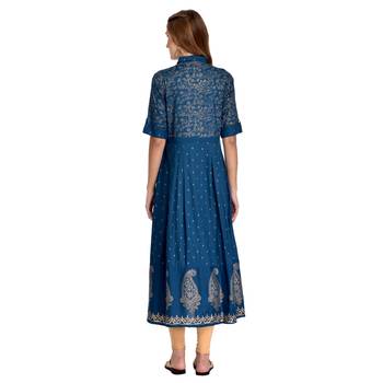 Blue printed rayon kurti 4