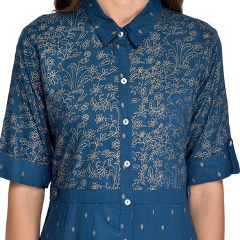 Blue printed rayon kurti 5