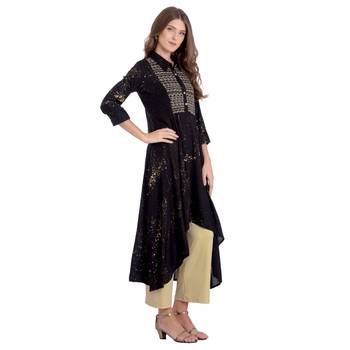 Black embroidered rayon kurti 2