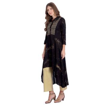 Black embroidered rayon kurti 3