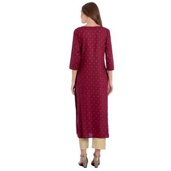Maroon embroidered rayon kurti 4