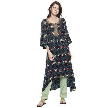 Blue printed viscose kurti 1
