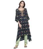 Blue printed viscose kurti