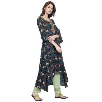 Blue printed viscose kurti 2
