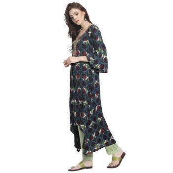 Blue printed viscose kurti 3