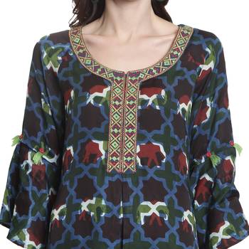 Blue printed viscose kurti 4