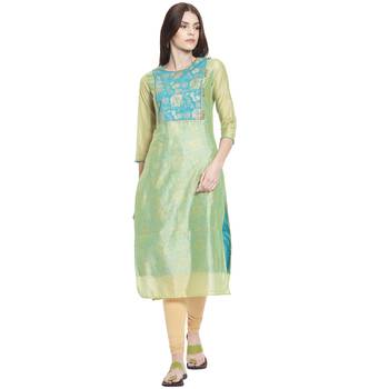 Green printed polyester kurti 1