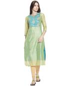 Green printed polyester kurti