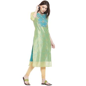 Green printed polyester kurti 2