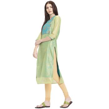 Green printed polyester kurti 3
