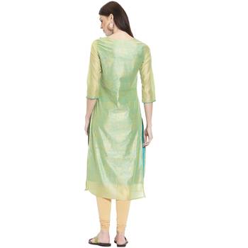 Green printed polyester kurti 4