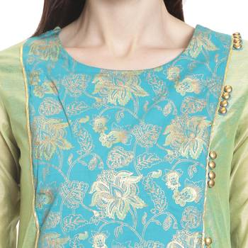 Green printed polyester kurti 5