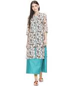 White printed polyester kurti